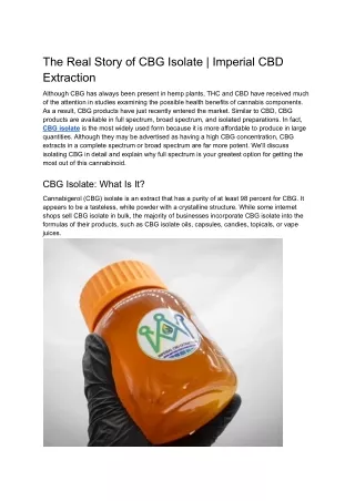 the real story of cbg isolate imperial