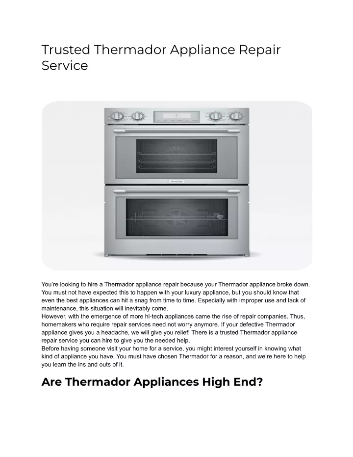trusted thermador appliance repair service