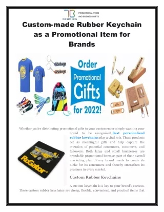 Custom-made Rubber Keychain as a Promotional Item for Brands