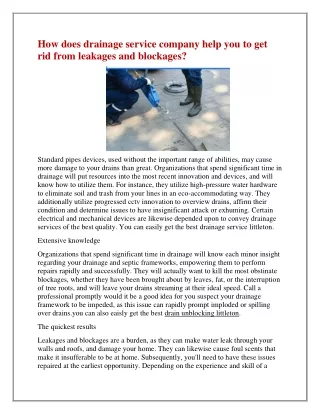 how does drainage service company help