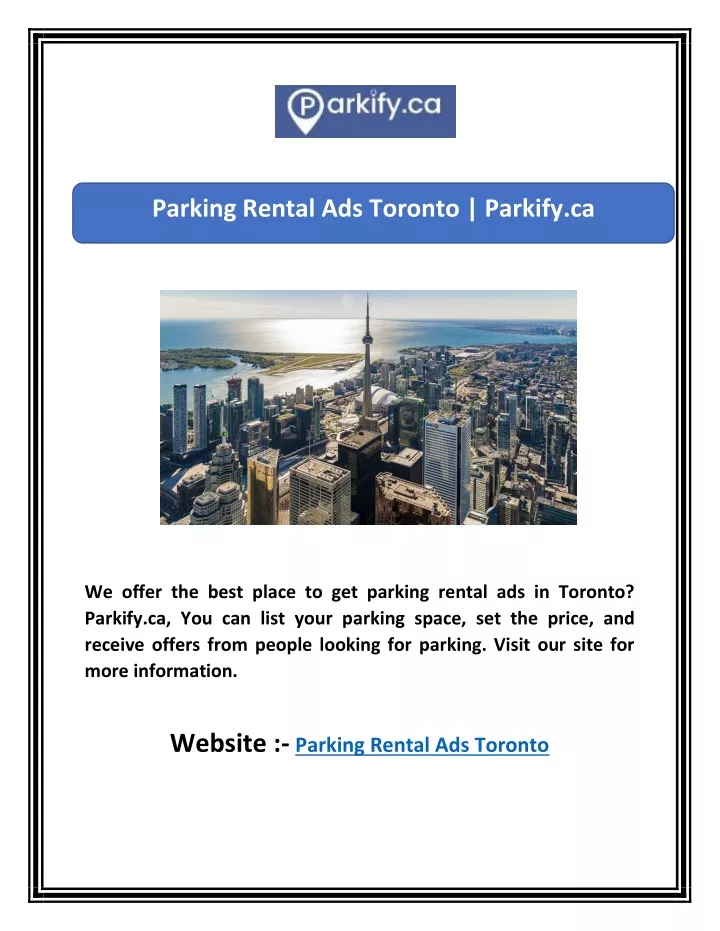parking rental ads toronto parkify ca