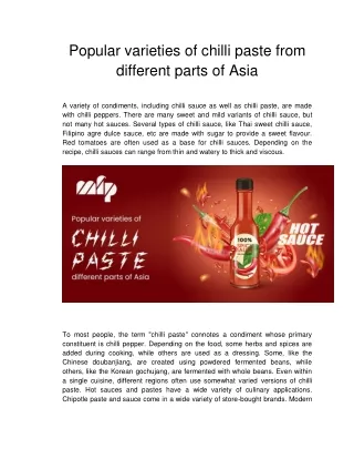 popular varieties of chilli paste from different