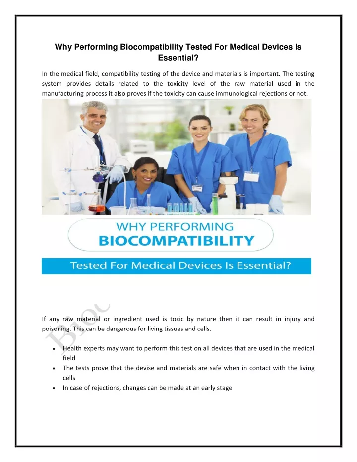 why performing biocompatibility tested