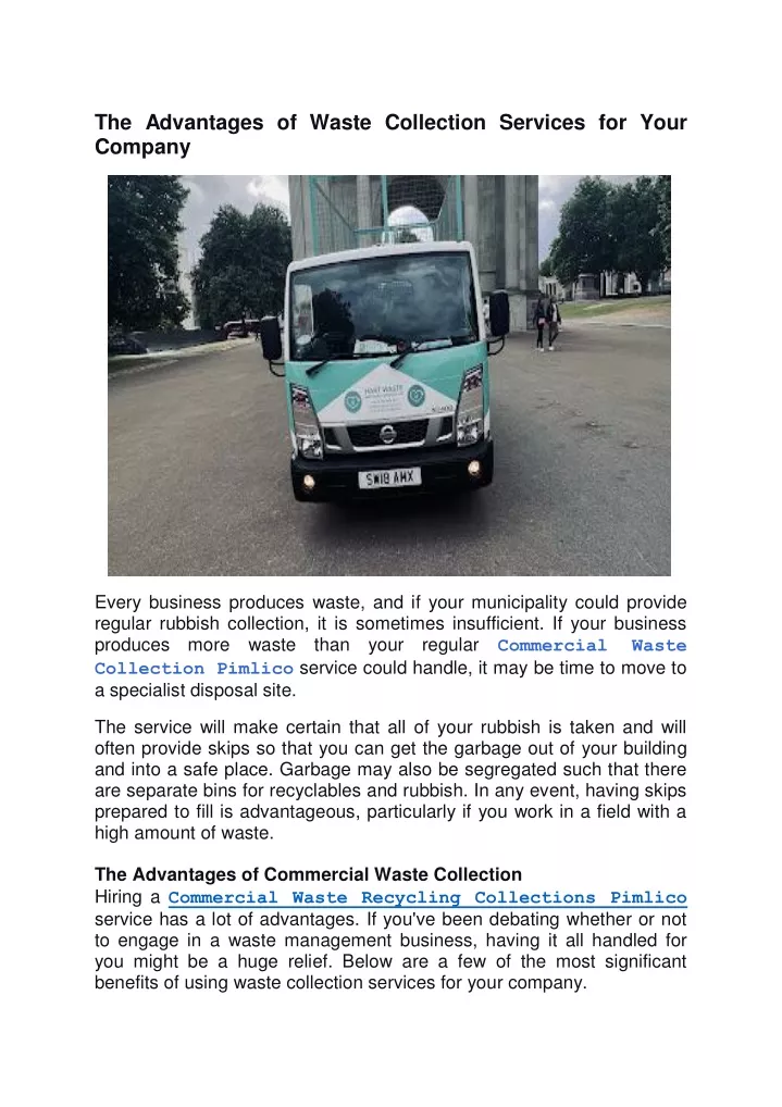 the advantages of waste collection services