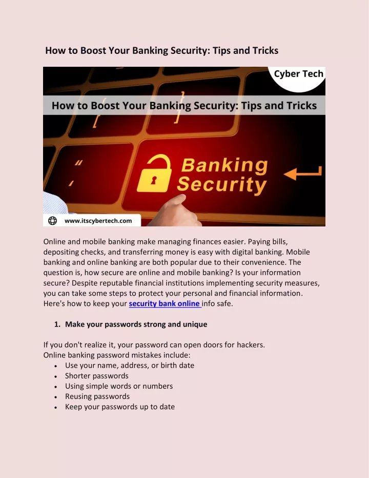 PPT - How To Boost Your Banking Security: Tips And Tricks PowerPoint ...