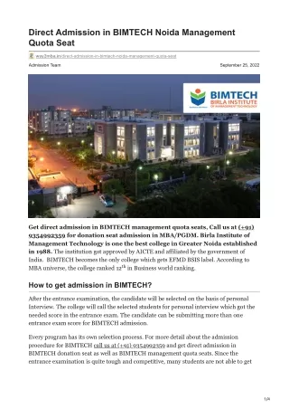direct admission in bimtech noida management
