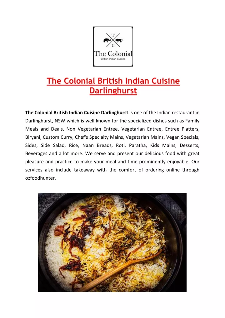 the colonial british indian cuisine darlinghurst