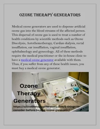 Ozone Therapy Generators