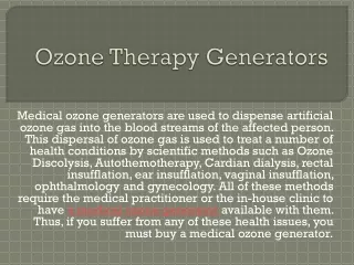 Ozone Therapy Generators