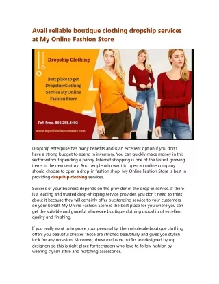 Avail reliable boutique clothing dropship services at My Online Fashion Store