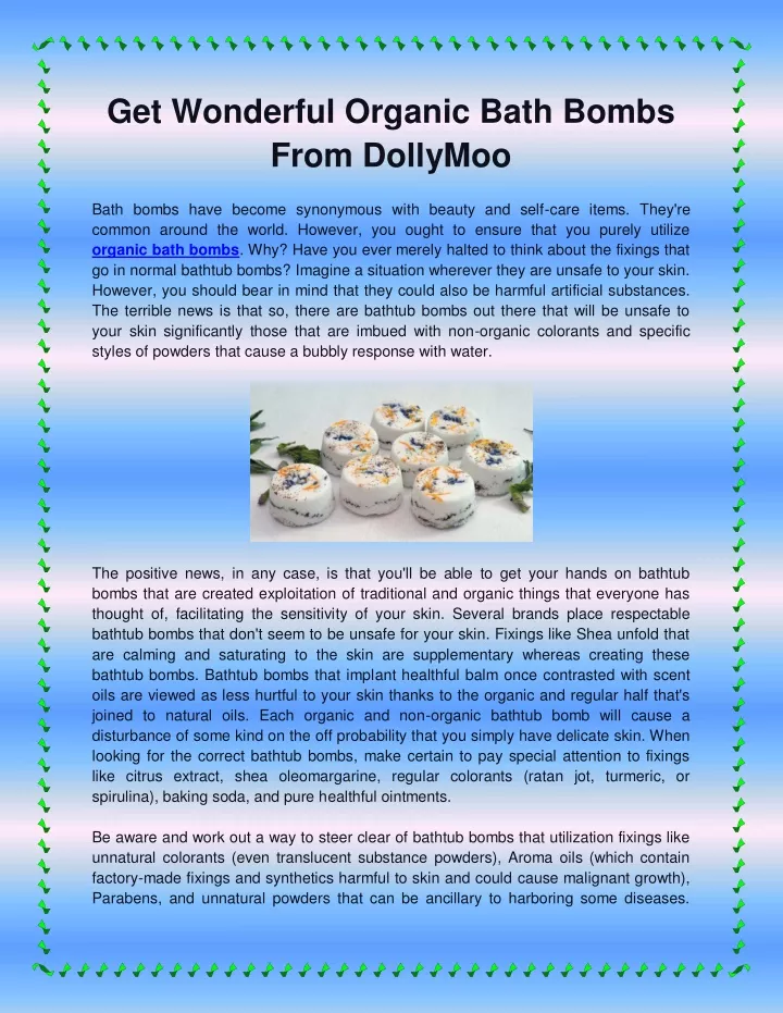 get wonderful organic bath bombs from dollymoo