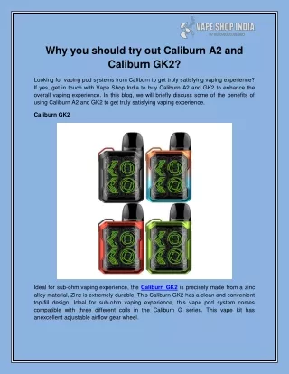 why you should try out caliburn a2 and caliburn