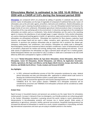 ethoxylates market is estimated