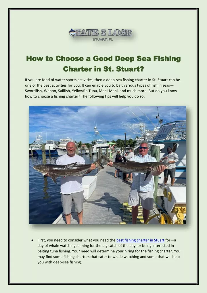 how to choose a good deep sea fishing