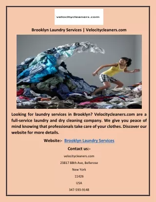 Brooklyn Laundry Services | Velocitycleaners.com