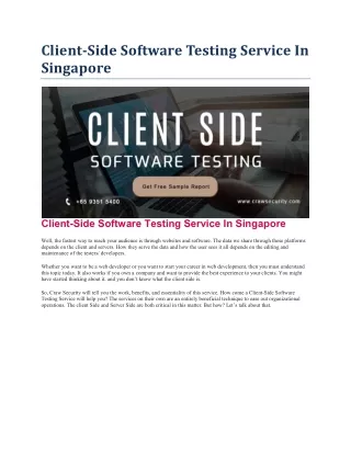 client side software testing service in singapore