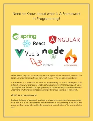 need to know about what is a framework