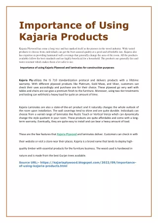 Importance of Using Kajaria Products