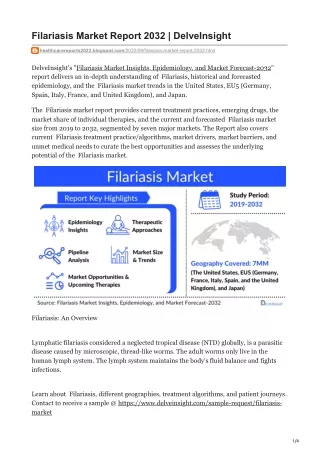 Filariasis Market Report 2032  DelveInsight