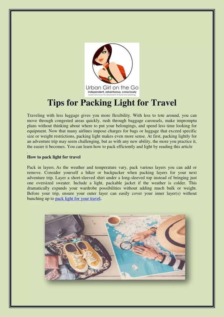 tips for packing light for travel