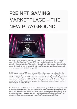 P2E NFT GAMING MARKETPLACE