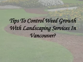 Tips To Control Weed Growth With Landscaping Services In Vancouver