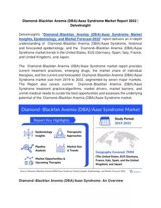 Diamond–Blackfan Anemia (DBA)_Aase Syndrome Market