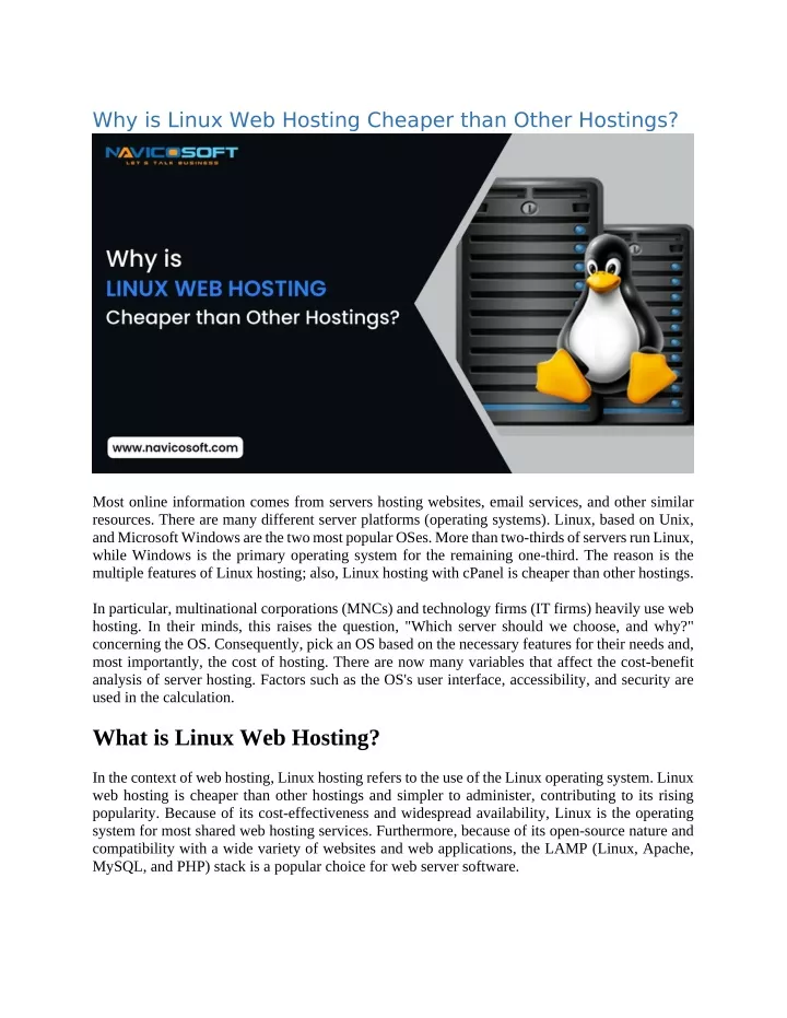 why is linux web hosting cheaper than other