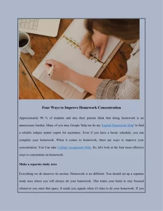 Four Ways to Improve Homework Concentration