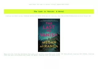 {mobiePub} The Last to Vanish A Novel [EBOOK EPUB KIDLE]