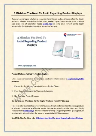 3 mistakes you need to avoid regarding product
