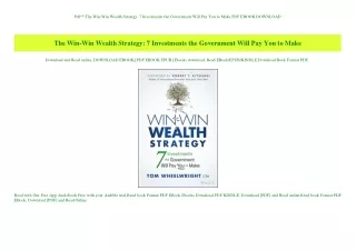 Pdf^^ The Win-Win Wealth Strategy 7 Investments the Government Will Pay You to Make PDF EBOOK DOWNLO