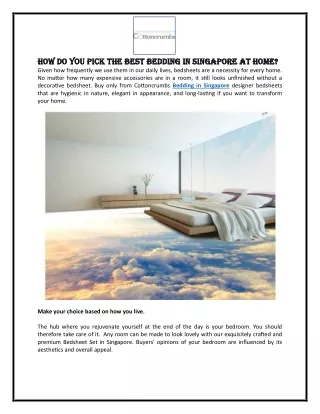 How Do You Pick The Best Bedding In Singapore At Home