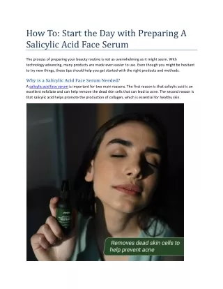 how to start the day with preparing a salicylic