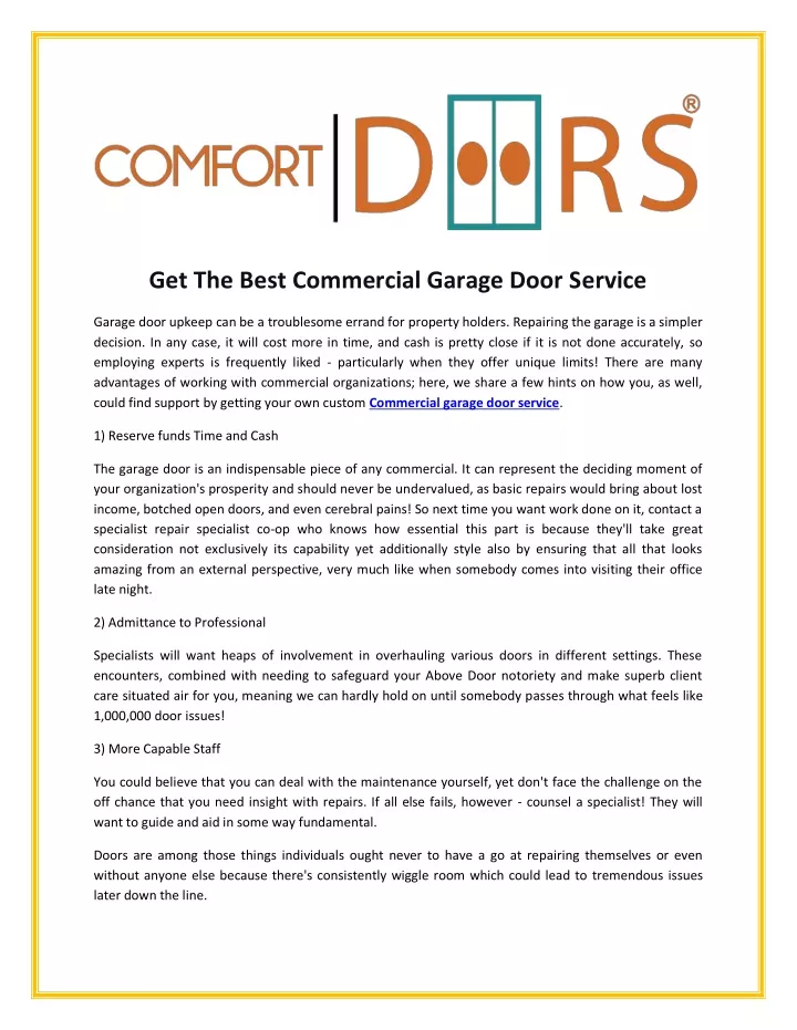 get the best commercial garage door service