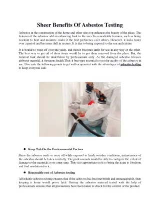 sheer benefits of asbestos testing