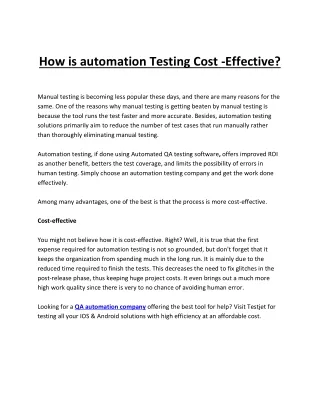 how is automation testing cost effective