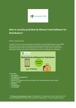 How is security provided by Mutual Fund Software for Distributors