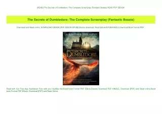 [READ] The Secrets of Dumbledore The Complete Screenplay (Fantastic Beasts) READ PDF EBOOK
