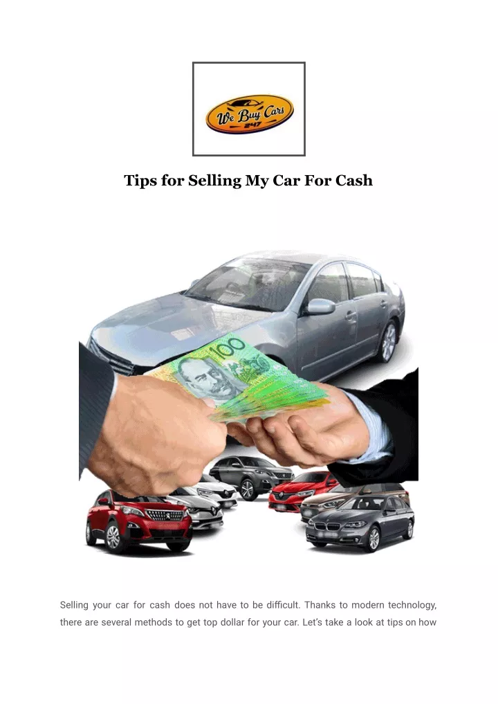 tips for selling my car for cash