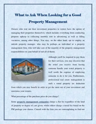 what to ask when looking for a good what