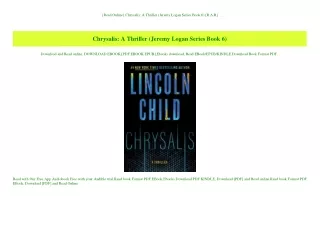 {Read Online} Chrysalis A Thriller (Jeremy Logan Series Book 6) [R.A.R]