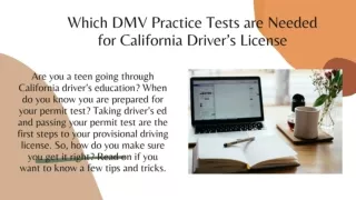 Which DMV Practice Tests are Needed for California Driver’s License