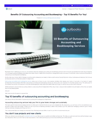 Benefits Of Outsourcing Accounting and Bookkeeping