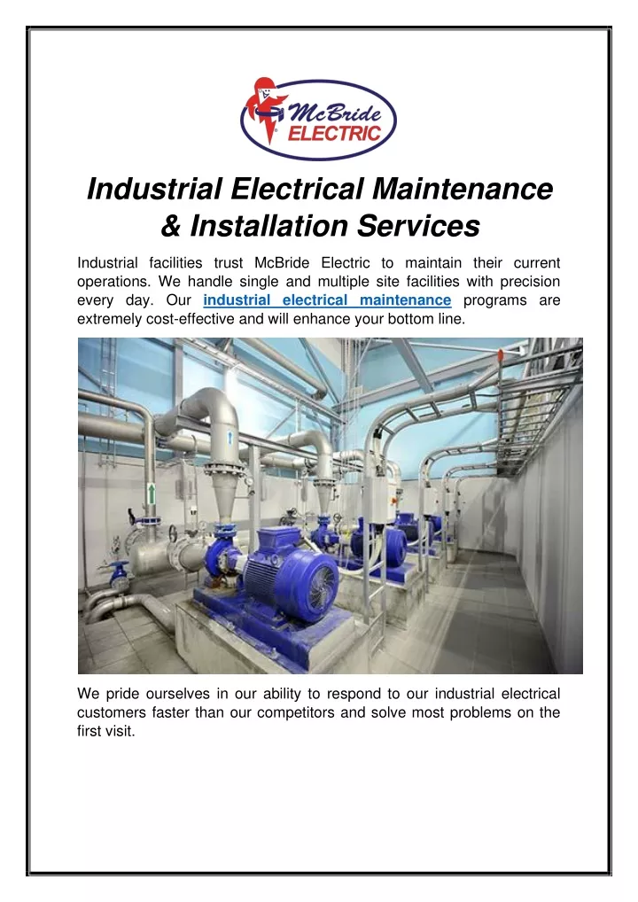 industrial electrical maintenance installation