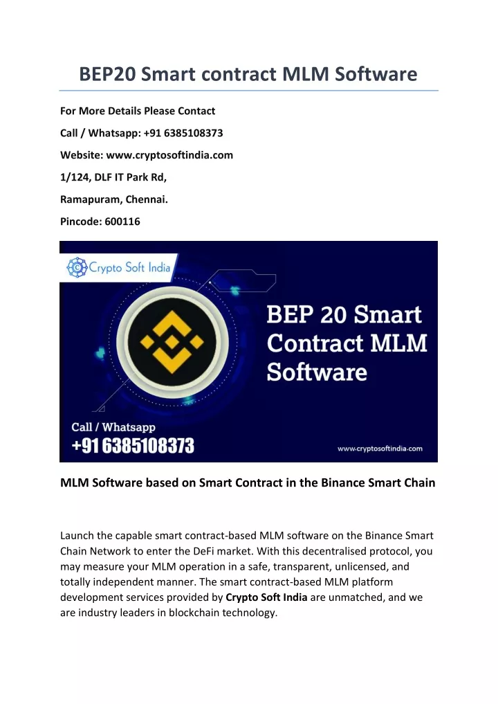 bep20 smart contract mlm software