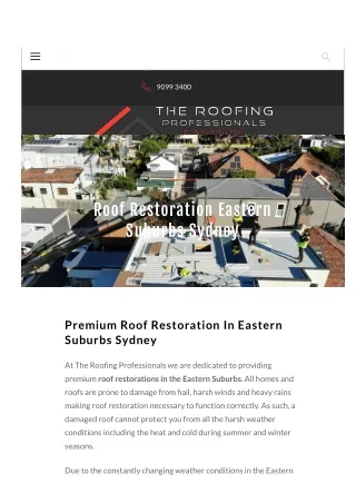 Roof Restoration Eastern Suburbs Sydney