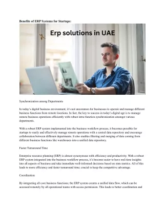 benefits of erp systems for startups