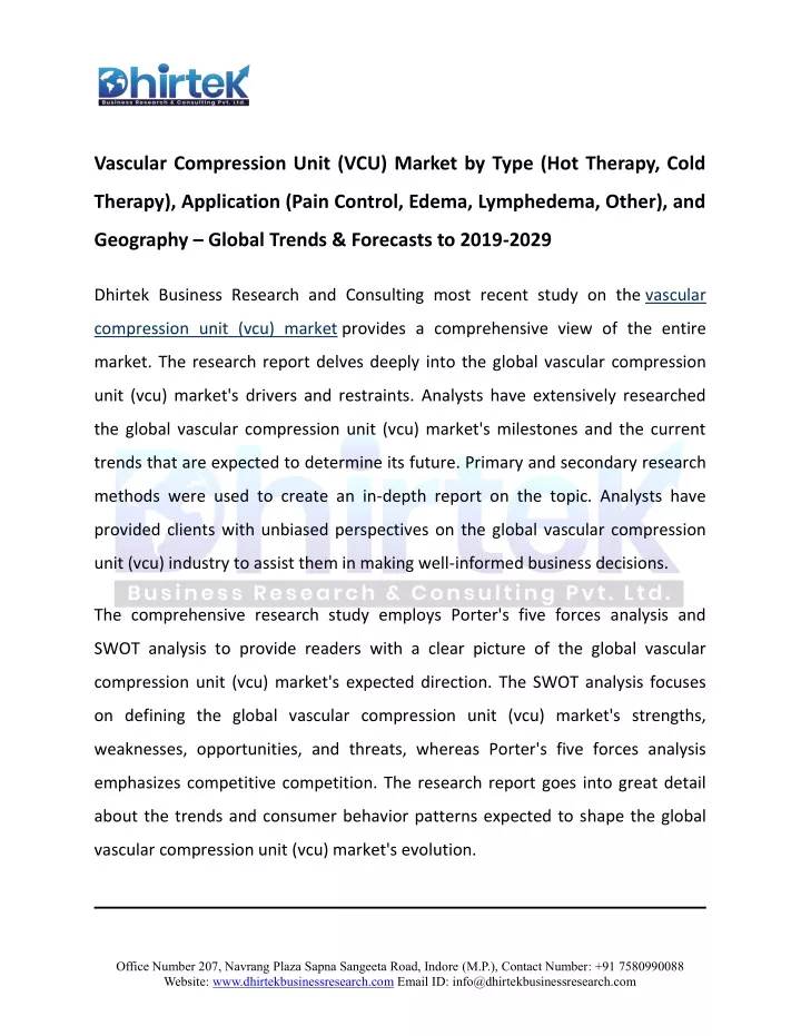 vascular compression unit vcu market by type