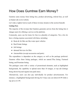 how does gumtree earn money